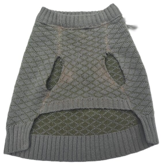 YOULY The Artist Olive Green Fringe Knit Dog Sweater Clothes Size Small - Picture 2 of 4